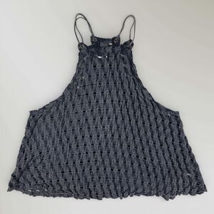 Free People Women's Crochet Tank Top Charcoal Gray Festival Boho Size XS